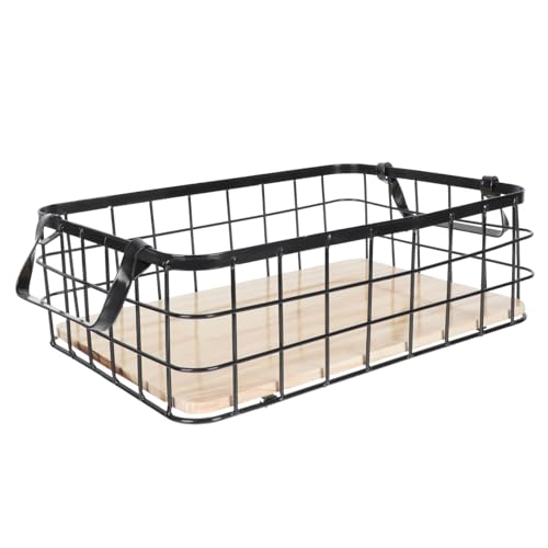 VALICLUD Schwarzer Küchen Aufbewahrungskorb Holzboden Kleiner Rechteckiger Organizer Multifunktionaler Haushaltskorb für Obst und Zubehör Leicht und Platzsparend VALICLUD Schwarzer Küchen Aufbewahrungskorb Holzboden Kleiner Rechteckiger Organizer Multifunktionaler Haushaltskorb für Obst und Zubehör Leicht und Platzsparend von VALICLUD