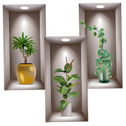 VALICLUD Selbstklebendes Wandtattoo Fake Fenster mit Realistischem Topfpflanzen design Dekorativer Wandsticker für Schlafzimmer Wohnzimmer Hotel Einfache Montage Lebensechte Wanddeko von VALICLUD