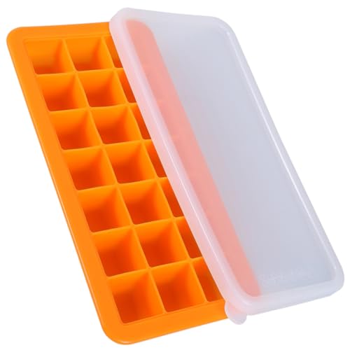 VALICLUD Silikon Eiswürfelschale mit Deckel Eiswürfelform Lebensmittelechtes Material für Getränke und Cocktails Bedienen Orange von VALICLUD