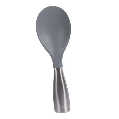 VALICLUD Silikon Reislöffel mit Edelstahlgriff Ergonomisch Gestalteter Küchenhelfer Hitzebeständig und Langlebig Stilvoller Grauer Küchenlöffel für Kochen und Servieren in Haushalt von VALICLUD