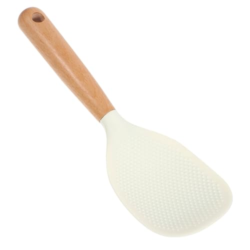 VALICLUD Silikon Reislöffel mit Holzgriff Antihaftbeschichteter Reispaddel für Reis Porridge und Buffet Leicht Platzsparend Einfach zu Reinigen Küchenzubehör für Alltag und Kochen von VALICLUD