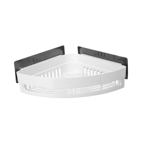 VALICLUD Stark Haftendes Bohrfreies Eckregal aus Weißem Abs Kunststoff Wandmontierter Bad Küchenorganizer mit Großer Kapazität Wasserabweisend und Hygienisch Dank Bodenablauf Platzsparend von VALICLUD