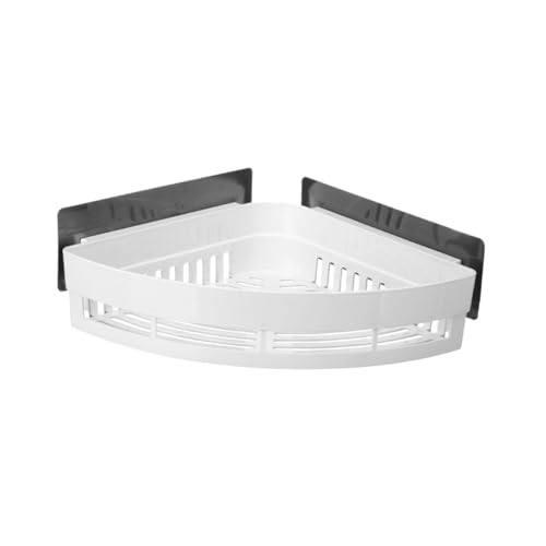 VALICLUD Stark Haftendes Bohrfreies Eckregal aus Weißem Abs mit Ablaufdesign Wandmontierter Badezimmer Küchenorganizer zur Platzsparenden Hygienischen Aufbewahrung von VALICLUD