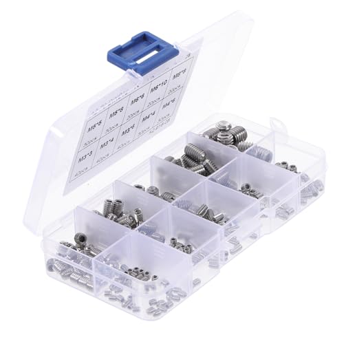 VALICLUD Teiliges Edelstahl Innensechskant Schrauben Set Flachkopf Gewindestifte Sortiment für Türgriffe und Reparaturen Rostfrei Gehärtet Langlebig Praktisches Aufbewahrungsbox von VALICLUD