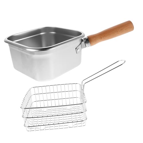VALICLUD Tragbarer Edelstahl Frittier-topf mit Korb Multifunktionaler Mobiler Fritteuse für Zuhause und Outdoor zum Frittieren von Fisch Hähnchen Pommes und Nudeln von VALICLUD