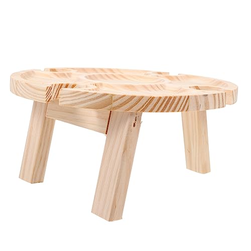 VALICLUD Tragbarer Runder Holz picknicktisch Outdoor Snacks Stauraum Klapptisch Gartenfest Beistelltisch Kompakt Naturfarben VALICLUD Tragbarer Runder Holz picknicktisch Outdoor Snacks Stauraum Klapptisch Gartenfest Beistelltisch Kompakt Naturfarben von VALICLUD