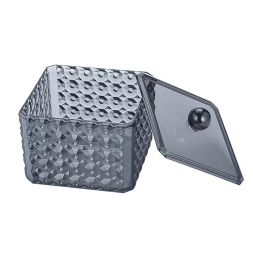 VALICLUD Transparente Acryl Aufbewahrungsbox Quadratisch mit Deckel Staubdichter Wattepads und Wattestäbchen Organizer Robuster Leichter Kosmetikpuderhalter für Bad und Schminktisch von VALICLUD