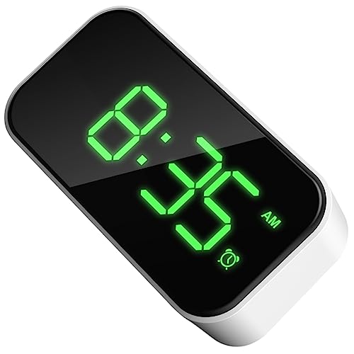 VALICLUD USB Aufladung Kompakte Uhr mit Vollbild Display Modischer Wecker für Schlafzimmer und Schreibtisch mit Grünem Schriftzug ohne Batterie von VALICLUD