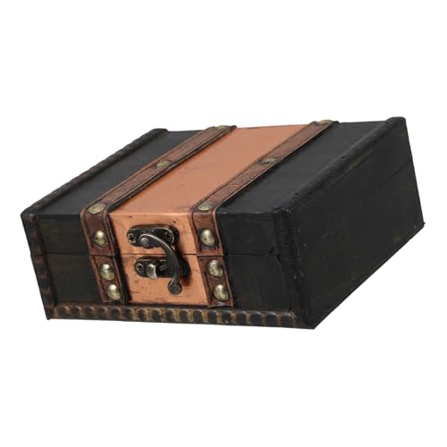 VALICLUD Vintage Holz schatztruhe mit Schloss Kleine Robuste Holzbox für Schmuck und Kleinteile Kompakte Aufbewahrungskiste für Schreibtisch und Praktische Dekoration und Ordnung von VALICLUD