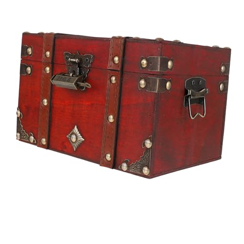 VALICLUD Vintage Holzschatulle mit Schloss Antike Aufbewahrungsbox aus Hochwertigem Holz Dekorative Schmuck und Haushaltsbox für Wohnzimmer Büro Schlafzimmer zur Stilvollen Organisation von VALICLUD