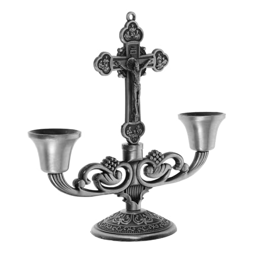 VALICLUD Vintage Kerzenhalter aus Zinklegierung Retro Tischkerzenständer mit Kreuz Design Eleganter Robuster Kerzenhalter für Wohn und Dekorationszwecke Langlebiger Kerzenständer von VALICLUD