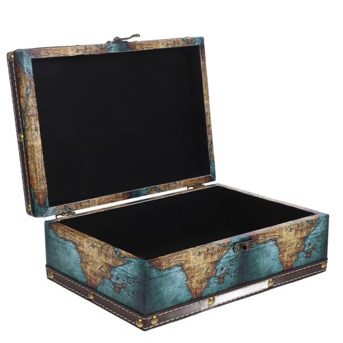 VALICLUD Vintage Schmuckbox aus Holz mit Landkartenmuster Kleine Schatztruhe mit Deckel Vielseitiger Organizer für Schmuck und Dokumente Retro Stil Staubgeschützt für Schlafzimmer und VALICLUD Vintage Schmuckbox aus Holz mit Landkartenmuster Kleine Schatztruhe mit Deckel Vielseitiger Organizer für Schmuck und Dokumente Retro Stil Staubgeschützt für Schlafzimmer und von VALICLUD