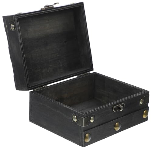 VALICLUD Vintage Schmuckkasten Holz Schmuckaufbewahrungskiste Piraten Schatztruhe Schmuckbox Geschenkbox Schmuckkästchen mit Robustem Design für Zuhause und Dekoration von VALICLUD