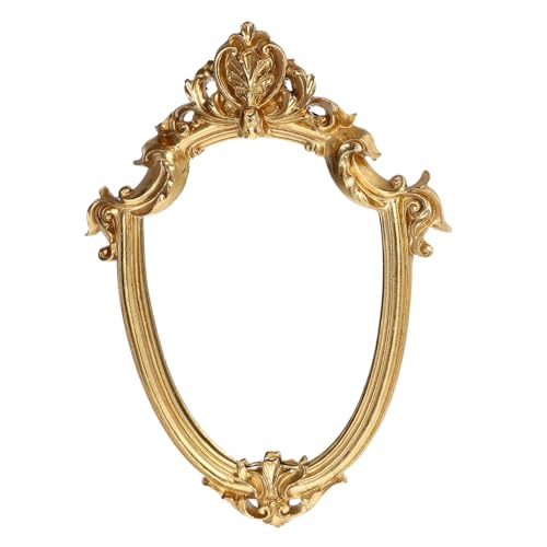 VALICLUD Vintage Wandspiegel mit Goldenem Reliefdesign Europäischer Stil Dekorativer Schminkspiegel aus Resin und Retro Hängender Wandspiegel für Wohnzimmer und Schlafzimmer VALICLUD Vintage Wandspiegel mit Goldenem Reliefdesign Europäischer Stil Dekorativer Schminkspiegel aus Resin und Retro Hängender Wandspiegel für Wohnzimmer und Schlafzimmer von VALICLUD