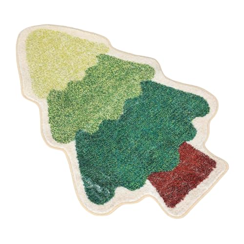 VALICLUD Weihnachtlicher Baumteppich Hochdichter Plüsch Weihnachtsbaum Badvorleger Rutschfester Weihnachtsbaum Teppich für Wohnzimmer Schlafzimmer Kinderzimmer Weihnachtsdeko von VALICLUD