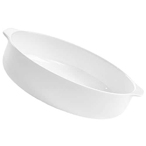 VALICLUD Weiße Bone China Keramik Backform mit Seitengriffen Hohe Hitzebeständigkeit Tiefes Backblech und Servierplatte für Kuchen Gemüse und Obst Kratzfest und Spülmaschinengeeignet VALICLUD Weiße Bone China Keramik Backform mit Seitengriffen Hohe Hitzebeständigkeit Tiefes Backblech und Servierplatte für Kuchen Gemüse und Obst Kratzfest und Spülmaschinengeeignet von VALICLUD