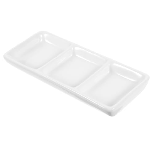VALICLUD Weißes Keramik-servierplatte mit Fächern Rechteckige Geteilt Sauce Schälchen für Gewürze Dips und Sojasauce Praktisch und Kratzfest für Alltag und Party VALICLUD Weißes Keramik-servierplatte mit Fächern Rechteckige Geteilt Sauce Schälchen für Gewürze Dips und Sojasauce Praktisch und Kratzfest für Alltag und Party von VALICLUD