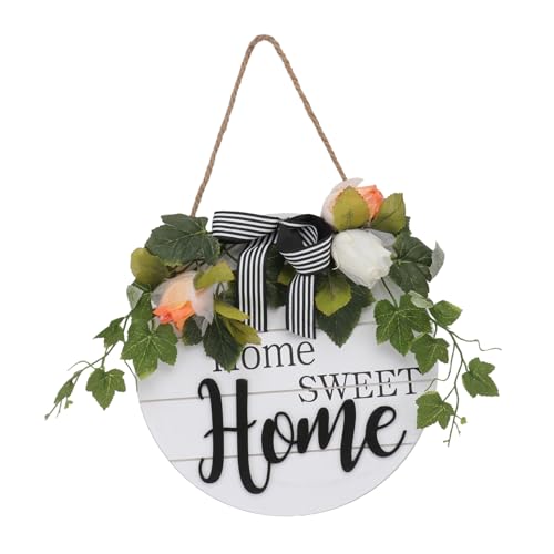 VALICLUD Willkommensschild Haustür Dekoration Künstlicher Türkranz mit Emulation Blumen und Blättern Wetterfest für Innen und Außen Vielseitiger Hängender Türschmuck für Zuhause Balkon und VALICLUD Willkommensschild Haustür Dekoration Künstlicher Türkranz mit Emulation Blumen und Blättern Wetterfest für Innen und Außen Vielseitiger Hängender Türschmuck für Zuhause Balkon und von VALICLUD