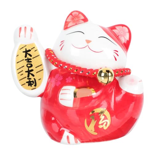 VALICLUD 1stk Glückliche Katzenverzierung Chinesisches Glück Glückliche Katze Schwingarm Figur Fengshui-dekor Glücklicher Reichtum Winkekatze+Porzellan Figuren Wasserkatze Keramik Charme von VALICLUD