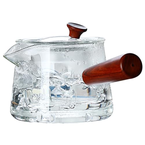 VALICLUD mit Infuser Tragbarer Teekessel aus Hitzebeständigem Borosilikatglas mit Holzgriff für Zuhause und Büro für Tee und Teebereitung von VALICLUD