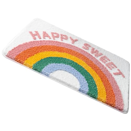 VALICLUD rutschfeste Badematte Regenbogenmuster Wasserabsorbierender Badezimmerteppich Weicher Duschvorleger Für Bad Wc Küche Und Feuchte Böden von VALICLUD