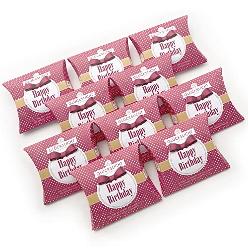 Glückslicht/Dots/Happy Birthday/Fröhlich rote Geschenkbox mit weißen Punkten und oranger Banderole / 10er-Set von VALINA