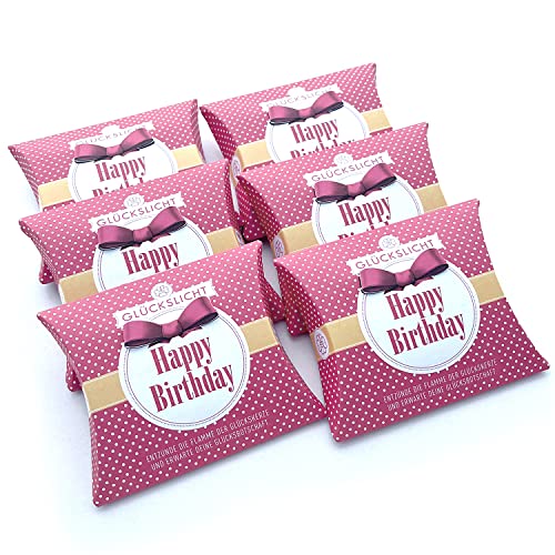 Glückslicht/Dots/Happy Birthday/Fröhlich rote Geschenkbox mit weißen Punkten und oranger Banderole / 6er-Set von VALINA
