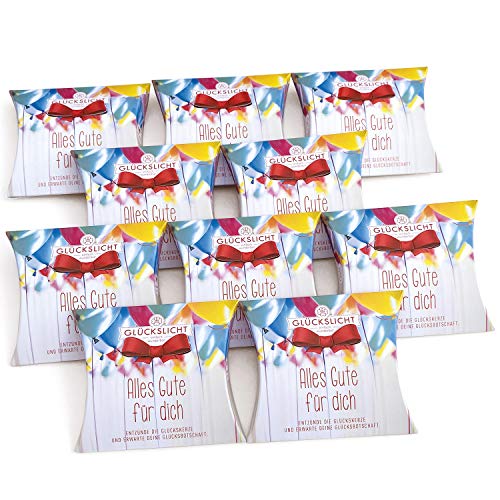 Glückslicht in der Geschenkbox mit der ausgestanzten Schleife | Edition "Emotion" | Alles Gute für dich | Mit bunten Luftballons | 10er-Set Glückslicht in der Geschenkbox mit der ausgestanzten Schleife | Edition "Emotion" | Alles Gute für dich | Mit bunten Luftballons | 10er-Set von VALINA