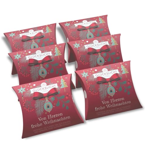 Glückslicht in der weihnachtlichen Geschenkbox mit der ausgestanzten Schleife | Edition "Herzlich" | Von Herzen frohe Weihnachten | 6er-Set von VALINA