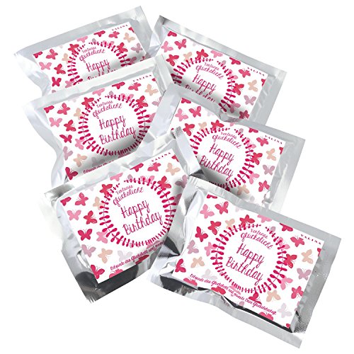 Fortunas Glückslicht | Edititon "Pattern" | Happy Birthday | Mit rosa Schmetterlingen | 6er-Set von VALINA