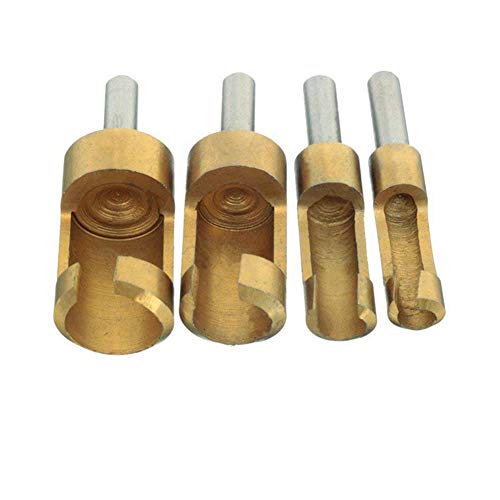 4-teiliges Korkbohrer-Set, 9,6 mm, 12 mm, 18 mm, 20 mm, Schaftdurchmesser 6,35 mm (1/4 Zoll), Titanschaft, Holz-Lochbohrer, Zapfenschneider, praktisches Holzbearbeitungshilfsmittel 4-teiliges Korkbohrer-Set, 9,6 mm, 12 mm, 18 mm, 20 mm, Schaftdurchmesser 6,35 mm (1/4 Zoll), Titanschaft, Holz-Lochbohrer, Zapfenschneider, praktisches Holzbearbeitungshilfsmittel von Valink