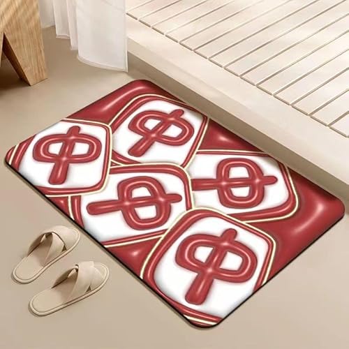 Haushalt Badezimmer Fußmatten, 3d Stereo Vision Mahjong Fußmatten, Eingangstürmatten, Bad und WC Wasseraufnahme Tür Haushalt Toilettenmatten (Color : 3, Size : 40 * 60cm) von VALISS