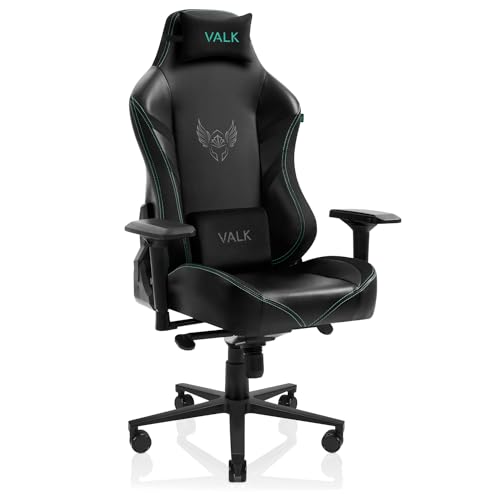 VALK Freya - Professioneller ergonomischer Gaming-Stuhl, Kunstleder (Kippmechanismus, 4D-Armlehnen, Memory-Schaum-Kissen, verstellbare Rückenlehne, Klasse 4 Kolben) Gamer-Stuhl, Bürostuhl (Schwarz) von VALK