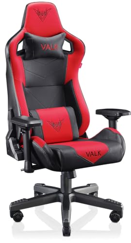 VALK Gaia - Gaming Stuhl, Gamer Stuhl, Ergonomisch verstellbare 160º, 4D-Armlehnen, Atmungsaktive Armlehnen, Schreibtischstuhl, Bürostuhl (Rot) von VALK