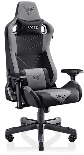 VALK Gaia - Gaming-Stuhl atmungsaktivem Stoff, ergonomischer Bürostuhl, Liegefläche 160º, 4D-Armlehnen, Gasdruckfeder Klasse 4, professioneller Gamer-Stuhl (Onyx Schwarz) von VALK