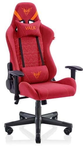 VALK Nyx Gaming-Stuhl aus atmungsaktivem Stoff, 160° schwenkbar, 2D-Armlehne, ergonomisch, Schreibtischstuhl, Bürostuhl (Rot) von VALK