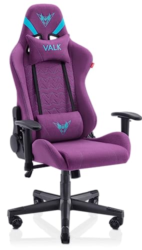 VALK Nyx - Stoff Gaming Stuhl, Gamer Stuhl (Atmungsaktivem Weichen Stoff, Neigungswinkel 160°, 2D-Armlehnen, Ergonomisch) Schreibtischstuhl, Bürostuhl (Lila Mystisch) von VALK