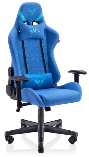 VALK Nyx - Stoff Gaming Stuhl, Gamer Stuhl (Atmungsaktivem Weichen Stoff, Neigungswinkel 160°, 2D-Armlehnen, Ergonomisch) Schreibtischstuhl, Bürostuhl (Saphir Blau) von VALK