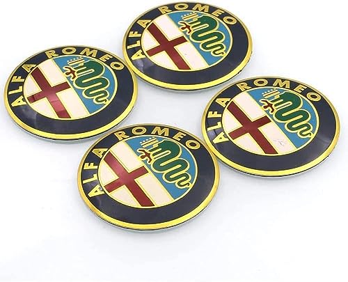 VALKEM 4 Stück Nabendeckel für Alfa Romeo 65mm, Wasserdicht Rostfrei Auto Radnabendeckel Zierdeckel, Felgendeckel Staubdicht Radnabenabdeckung Schmücken Zubehör von VALKEM