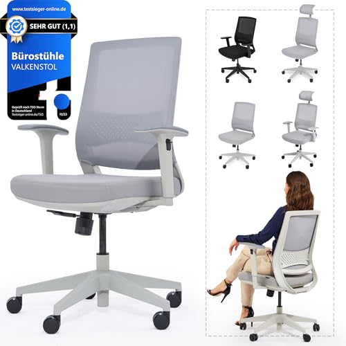 VALKENSTOL M2 Ergonomischer Bürostuhl Grau [ Bürostuhl ohne Kopfstütze ] Schreibtischstuhl Grau Bürostuhl Ergonomisch Bürostühle 150 kg Bürostuhl Beige Ergonomic Office Chair Desk Chair von VALKENSTOL