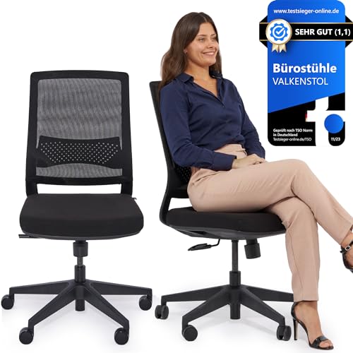 VALKENSTOL M2 Bürostuhl Ergonomisch ohne Armlehne und ohne Kopfstütze für maximale Bewegungsfreiheit - bequemer Schreibtischstuhl für Büro und Home Office von VALKENSTOL