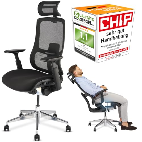 VALKENSTOL M6 Bürostuhl Ergonomisch Testsieger | Grosse Menschen Schreibtischstuhl | Polster-Sitz Office Chair mit Adaptive Lordosenstütze und Verstellbarer Rückenlehne für Gesundes Sitzen Chefsessel VALKENSTOL M6 Bürostuhl Ergonomisch Testsieger | Grosse Menschen Schreibtischstuhl | Polster-Sitz Office Chair mit Adaptive Lordosenstütze und Verstellbarer Rückenlehne für Gesundes Sitzen Chefsessel von VALKENSTOL