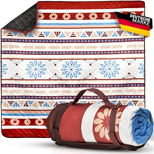 VALNOVA® Picknickdecke 200x200 cm [wasserdicht & waschbar] - Extra große Outdoor Decke für 4-6 Personen mit 3 Material-Schichten & weicher Oberfläche [inkl. Tragegriff] von VALNOVA