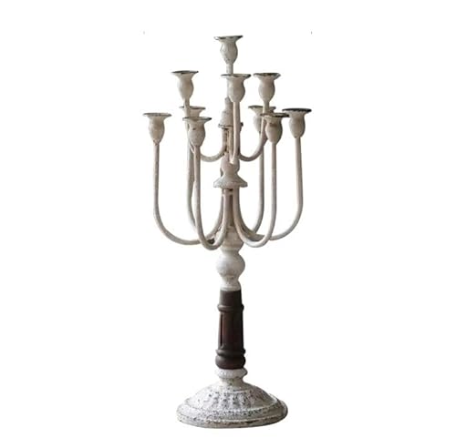 VALTEV Kerzenhalter, konischer Kerzenhalter, Kerzenhalter, Antik-Retro-Kerzenhalter, hoch, Hochzeit, Party, Vintage, Schmiedeeisen, 10-armiger Kerzenhalter für Tisch (Farbe: B) von VALTEV