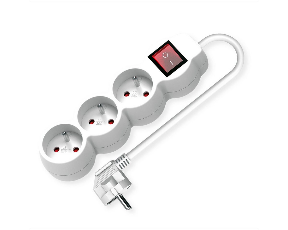 VALUE 3-fach Steckdosenleiste UTE mit Schalter Steckdosenleiste (Kabellänge 1.5 m), runde Dosen von VALUE