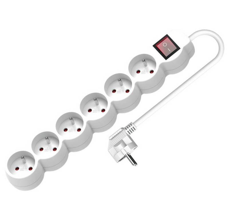VALUE 6-fach Steckdosenleiste UTE mit Schalter, runde Dosen,3 m 19.99.0966 Steckdosenleiste von VALUE