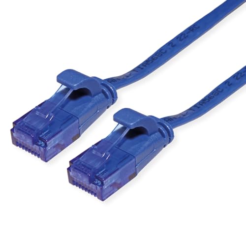 VALUE Patchkabel Kat.6A (Class EA) UTP, extra-flach, blau, 1 m von VALUE