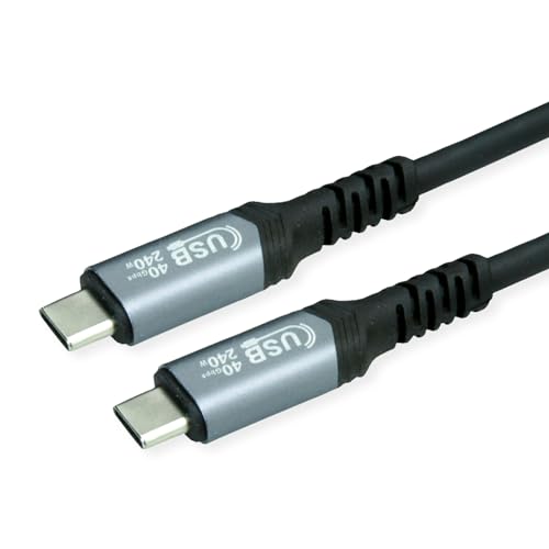 VALUE USB4 Gen3x2 Kabel, C–C, ST/ST, 40Gbit/s, 240W, schwarz, 0,8 m von VALUE