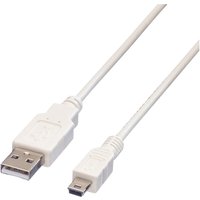 Value - USB-Kabel usb 2.0 usb-a Stecker, USB-Mini-A Stecker 0.80 m Weiß Geschirmt 11.99.8708 von VALUE