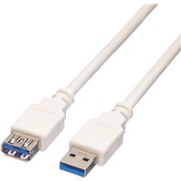 Value - USB-Kabel usb 3.2 Gen1 (usb 3.0 / usb 3.1 Gen1) usb-a Stecker, usb-a Buchse 0.80 m Weiß Geschi von VALUE